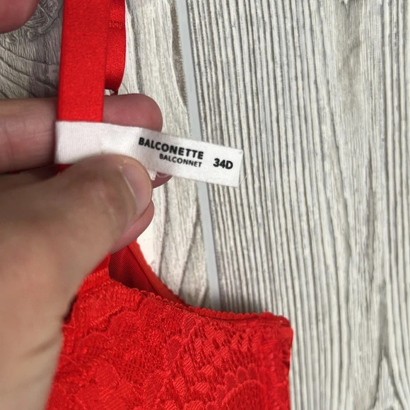 Aerie Real Power Balconette Lightly Lined Bra Red Lace Size 34D - Picture 2 of 7